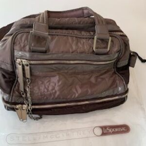 Stella McCartney Bowling Bag Lesportsac Ltd Ed XL Quilted Gray Nylon Weekender